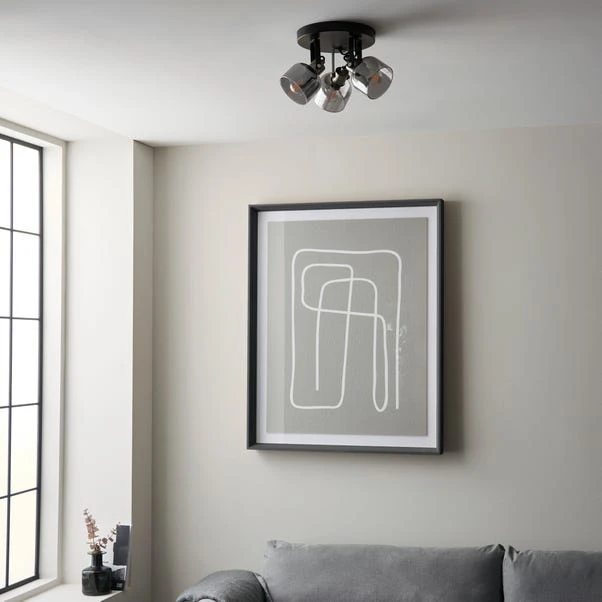 Palazzo Smoked Glass 3 Light Semi Flush Spotlight 6 Palazzo Smoked Glass 3 Light Semi Flush Spotlight - Image 4