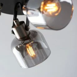 Palazzo Smoked Glass 3 Light Semi Flush Spotlight 13 Palazzo Smoked Glass 3 Light Semi Flush Spotlight -Dunelm 30754813 alt04