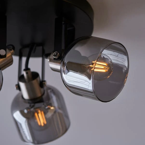 Palazzo Smoked Glass 3 Light Semi Flush Spotlight 8 Palazzo Smoked Glass 3 Light Semi Flush Spotlight - Image 6