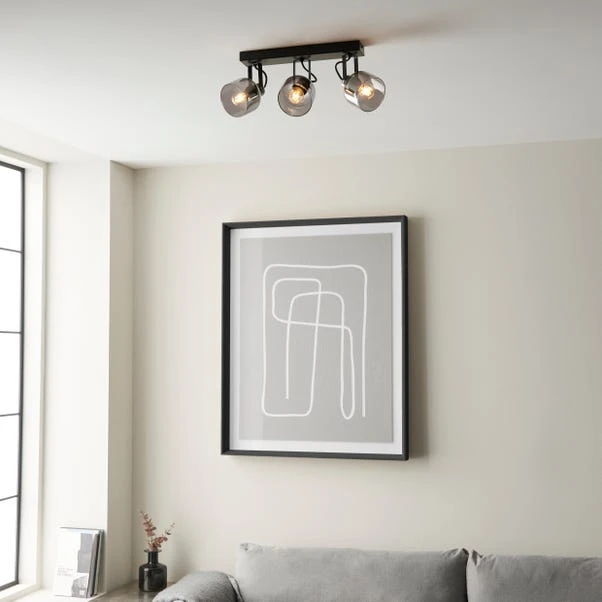 Palazzo Smoked Glass 3 Light Semi Flush Spotlight Bar 7 Palazzo Smoked Glass 3 Light Semi Flush Spotlight Bar - Image 5