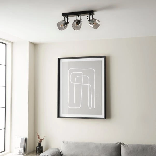 Palazzo Smoked Glass 3 Light Semi Flush Spotlight Bar 8 Palazzo Smoked Glass 3 Light Semi Flush Spotlight Bar - Image 6