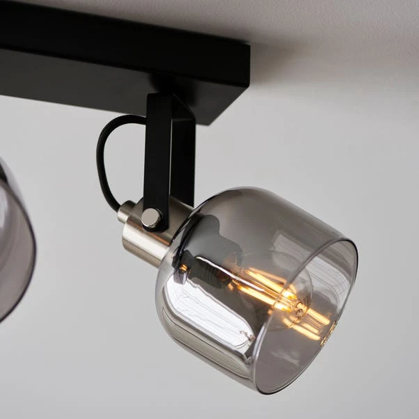 Palazzo Smoked Glass 3 Light Semi Flush Spotlight Bar 10 Palazzo Smoked Glass 3 Light Semi Flush Spotlight Bar - Image 8