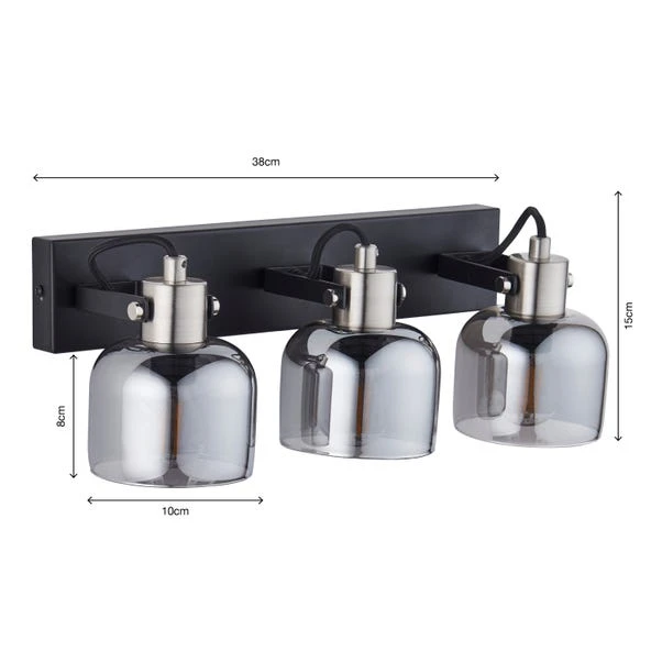 Palazzo Smoked Glass 3 Light Semi Flush Spotlight Bar 11 Palazzo Smoked Glass 3 Light Semi Flush Spotlight Bar - Image 9