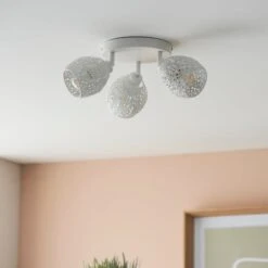 Fearne 3 Light White Semi Flush Spotlight 10 Fearne 3 Light White Semi Flush Spotlight -Dunelm 30754841 alt01