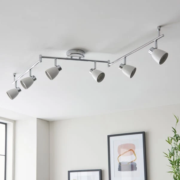 Alto 6 Light Chrome Semi Flush Spotlight Bar 4 Alto 6 Light Chrome Semi Flush Spotlight Bar - Image 2