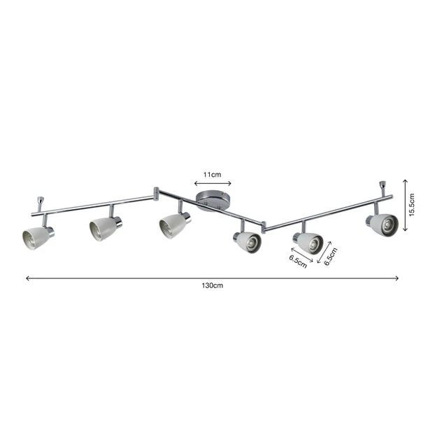 Alto 6 Light Chrome Semi Flush Spotlight Bar 9 Alto 6 Light Chrome Semi Flush Spotlight Bar - Image 7