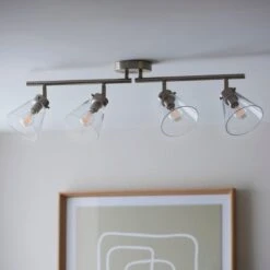 Delavin 4 Light Satin Nickel Semi Flush Spotlight Bar -Dunelm 30754843 alt01