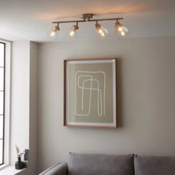 Delavin 4 Light Satin Nickel Semi Flush Spotlight Bar -Dunelm 30754843 alt02