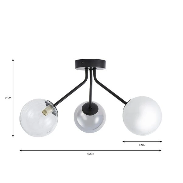 Nila 3 Light Semi Flush Ceiling Light 9 Nila 3 Light Semi Flush Ceiling Light - Image 7