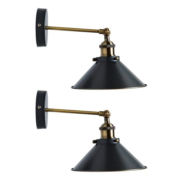 Set Of 2 Logan Grey Industrial Wall Light 3 Set Of 2 Logan Grey Industrial Wall Light