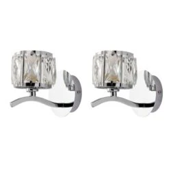 Set Of 2 Kleio Glass Chrome Wall Light