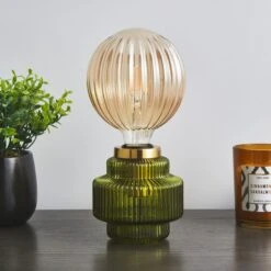 Niamh Ribbed Glass Table Lamp Base 9 Niamh Ribbed Glass Table Lamp Base -Dunelm 30766246 alt02