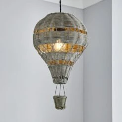 Hot Air Balloon Rattan Easy Fit Pendant Shade 27 Hot Air Balloon Rattan Easy Fit Pendant Shade -Dunelm 30766259