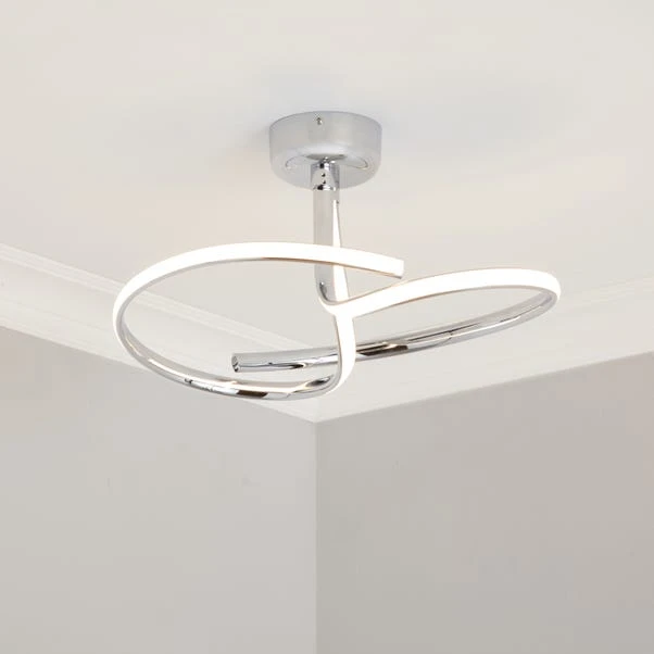 Cortez 2 Arm LED Chrome Semi Flush Ceiling Light 3 Cortez 2 Arm LED Chrome Semi Flush Ceiling Light