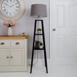 Beaumont Plant Stand Wooden Floor Lamp -Dunelm 30787665 alt01