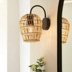 Kirra Bathroom Faux Rattan Wall Light -Dunelm 30789838