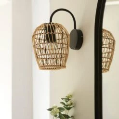 Kirra Bathroom Faux Rattan Wall Light -Dunelm 30789838 alt01