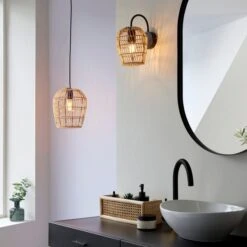 Kirra Bathroom Faux Rattan Wall Light -Dunelm 30789838 alt05