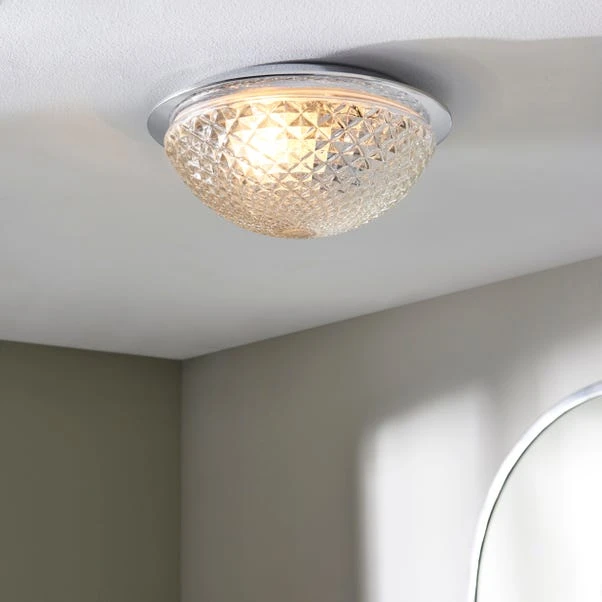 Tropic Faceted Dome Flush Bathroom Ceiling Light 3 Tropic Faceted Dome Flush Bathroom Ceiling Light