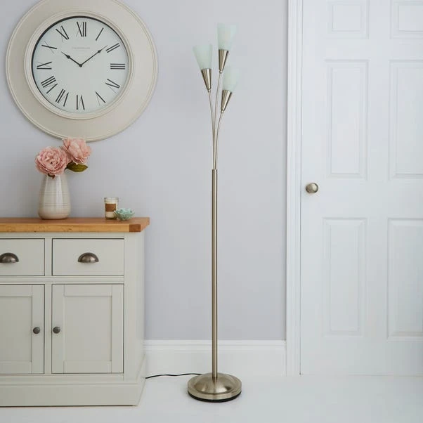 Marble Glass Satin Nickel Floor Lamp 4 Marble Glass Satin Nickel Floor Lamp - Image 2