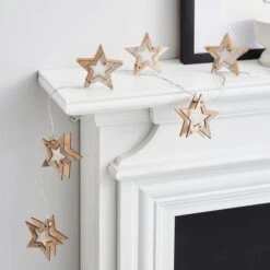 Wooden Star LED String Lights 7 Wooden Star LED String Lights -Dunelm 30798501 alt01