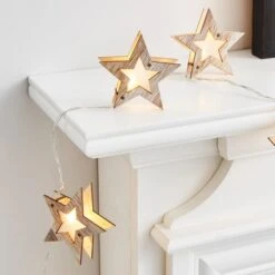 Wooden Star LED String Lights 8 Wooden Star LED String Lights -Dunelm 30798501 alt02