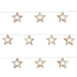 Wooden Star LED String Lights 9 Wooden Star LED String Lights -Dunelm 30798501 alt04