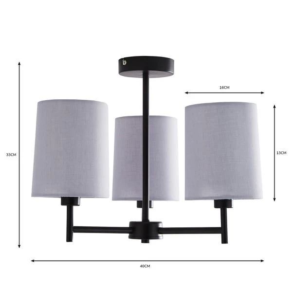 Prescot 3 Light Semi Flush Ceiling Light 8 Prescot 3 Light Semi Flush Ceiling Light - Image 6