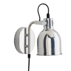 Issac Chrome Effect Plug In Wall Light 12 Issac Chrome Effect Plug In Wall Light -Dunelm 30798622 alt04