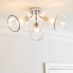Lenny 3 Light Semi Flush Ceiling Light 20 Lenny 3 Light Semi Flush Ceiling Light -Dunelm 30798644
