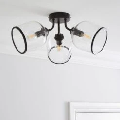 Lenny 3 Light Semi Flush Ceiling Light 15 Lenny 3 Light Semi Flush Ceiling Light -Dunelm 30798648 alt01