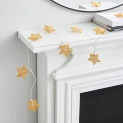Gold Metal Mesh Star LED String Lights 8 Gold Metal Mesh Star LED String Lights -Dunelm 30798954 alt01