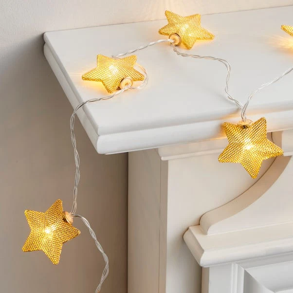 Gold Metal Mesh Star LED String Lights 5 Gold Metal Mesh Star LED String Lights - Image 3