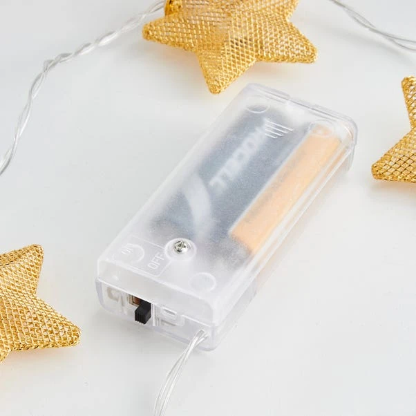 Gold Metal Mesh Star LED String Lights 6 Gold Metal Mesh Star LED String Lights - Image 4