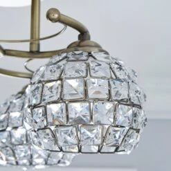 Bergen Crystal Antique Brass 3 Light Semi Flush Ceiling Light -Dunelm 30823722 alt02