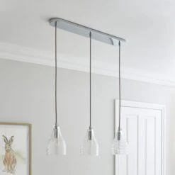 Hannam Recycled Glass 3 Light Diner Ceiling Light 10 Hannam Recycled Glass 3 Light Diner Ceiling Light -Dunelm 30834025 alt01