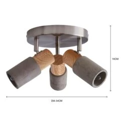 Inka Concrete Wood Effect 3 Light Semi Flush Spotlight -Dunelm 30856610 alt07