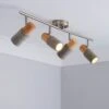 Inka 4 Light Concrete Wood Effect Semi Flush Spotlight Bar -Dunelm 30856971