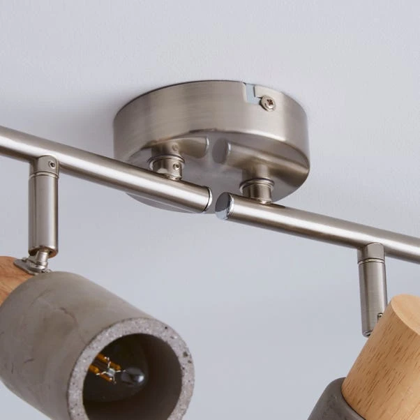 Inka 4 Light Concrete Wood Effect Semi Flush Spotlight Bar 6 Inka 4 Light Concrete Wood Effect Semi Flush Spotlight Bar - Image 4