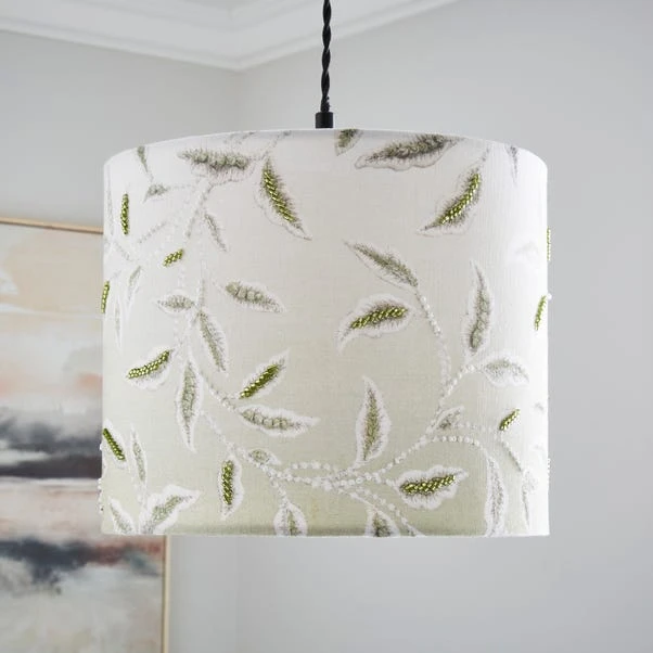 Green Leaf Embroidered Lamp Shade 3 Green Leaf Embroidered Lamp Shade