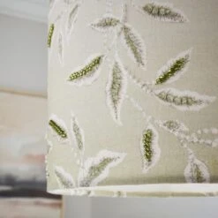 Green Leaf Embroidered Lamp Shade 9 Green Leaf Embroidered Lamp Shade -Dunelm 30866836 alt04