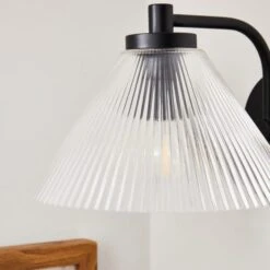 Ezra Ribbed Glass Plug In Wall Light 9 Ezra Ribbed Glass Plug In Wall Light -Dunelm 30868856 alt02