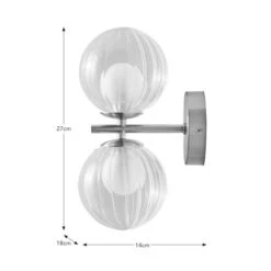 Leirah Ribbed 2 Light Wall Light 13 Leirah Ribbed 2 Light Wall Light -Dunelm 30868878 alt08