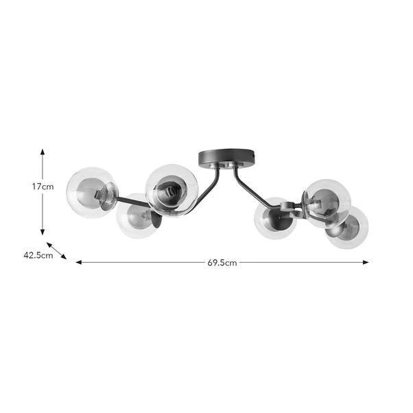 Molecular Industrial 6 Light Semi Flush Ceiling Light 8 Molecular Industrial 6 Light Semi Flush Ceiling Light - Image 6