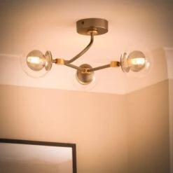 Molecular Industrial 3 Light Semi Flush Ceiling Light 21 Molecular Industrial 3 Light Semi Flush Ceiling Light -Dunelm 30868886 alt01