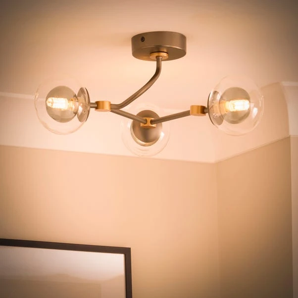 Molecular Industrial 3 Light Semi Flush Ceiling Light 10 Molecular Industrial 3 Light Semi Flush Ceiling Light - Image 8