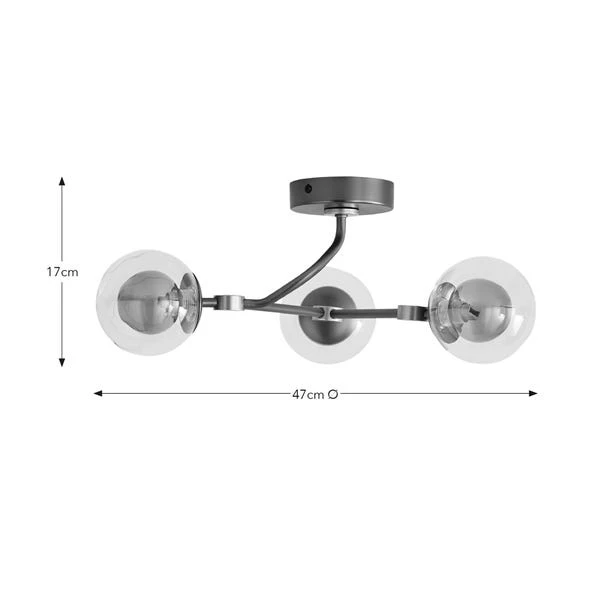 Molecular Industrial 3 Light Semi Flush Ceiling Light 14 Molecular Industrial 3 Light Semi Flush Ceiling Light - Image 12