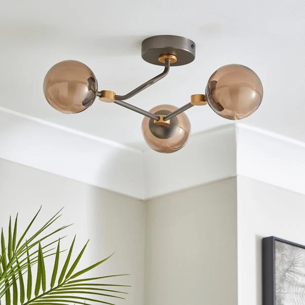 Molecular Industrial 3 Light Semi Flush Ceiling Light 3 Molecular Industrial 3 Light Semi Flush Ceiling Light