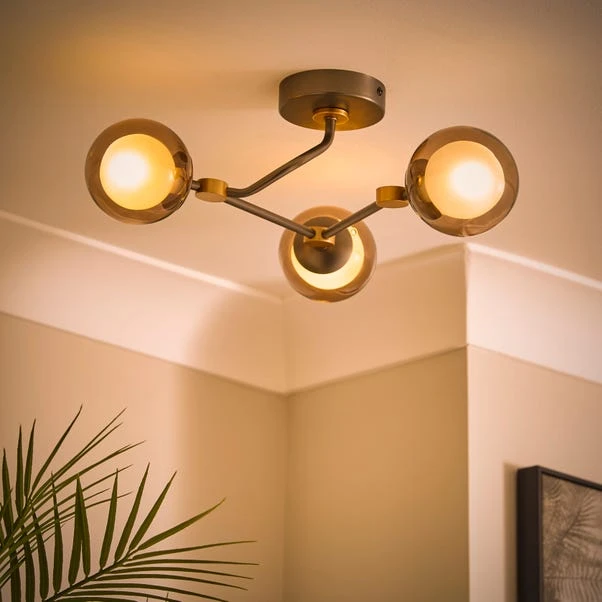 Molecular Industrial 3 Light Semi Flush Ceiling Light 4 Molecular Industrial 3 Light Semi Flush Ceiling Light - Image 2