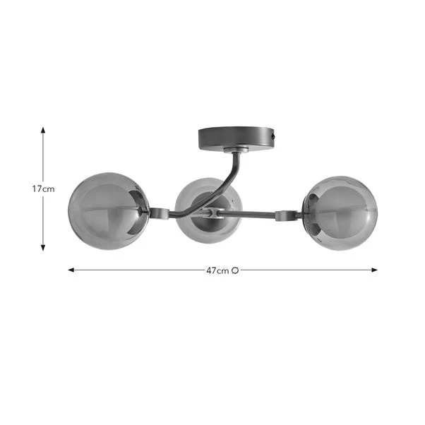 Molecular Industrial 3 Light Semi Flush Ceiling Light 8 Molecular Industrial 3 Light Semi Flush Ceiling Light - Image 6